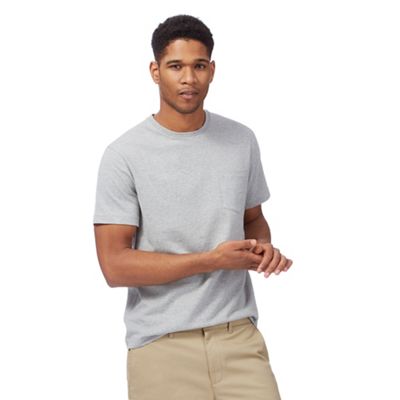 Grey textured spotted pocket t-shirt